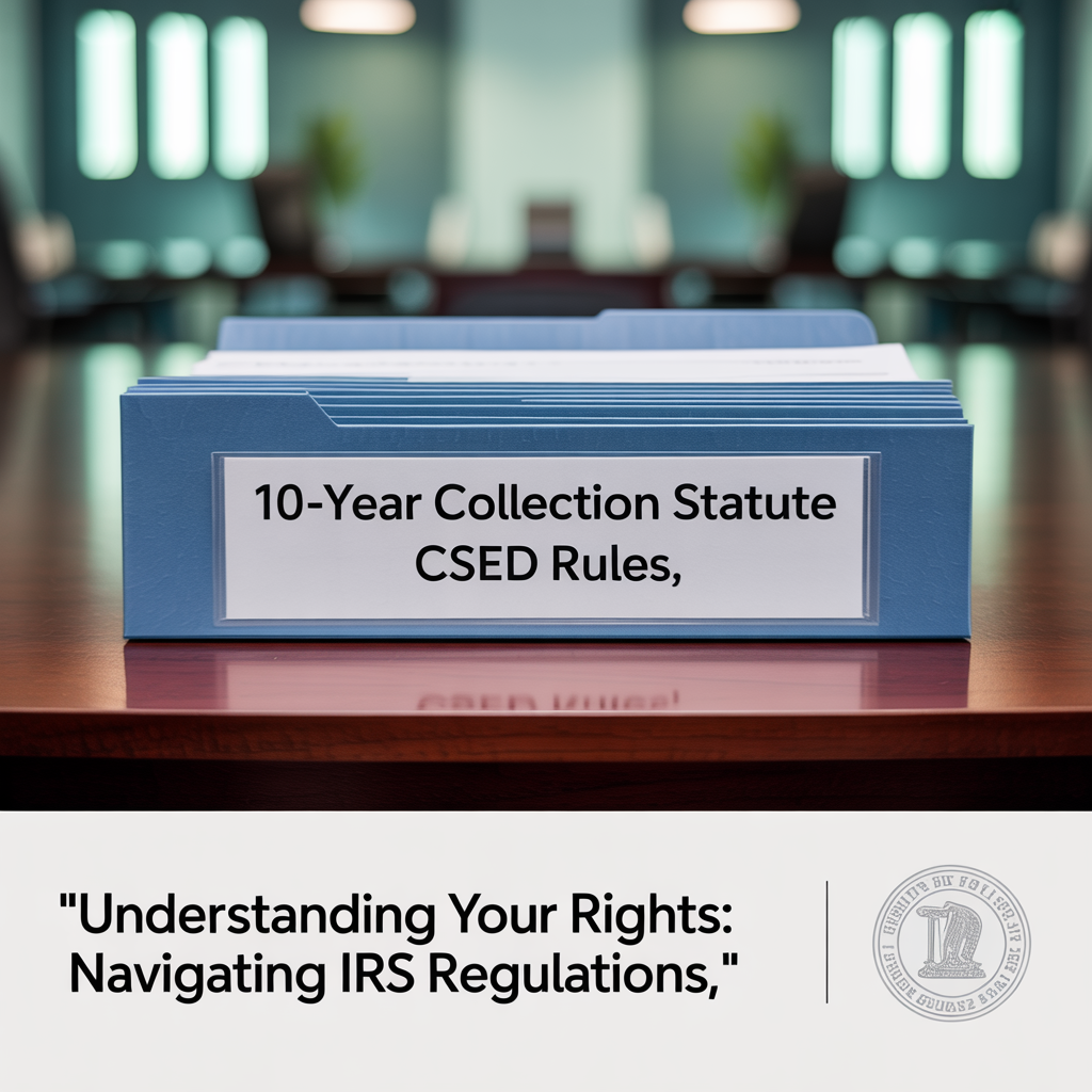 A folder with a label that says 10 year collection statute csed rules