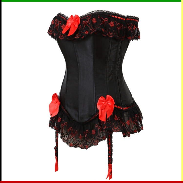 French Lace Bustier: Boom Yin Glam - met  jarretellen en string