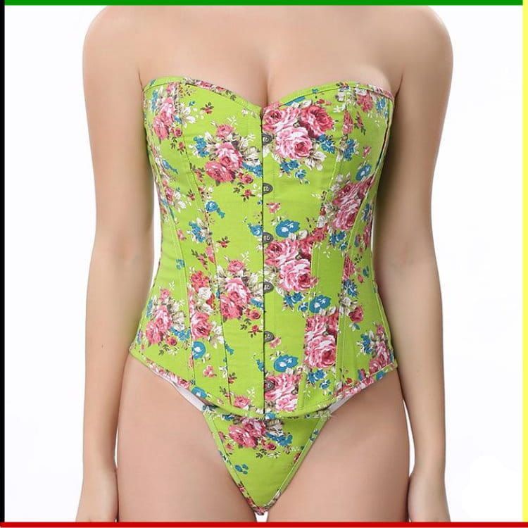 Summer Trend Bustier: Boom Yin Glam - met  string en groene veter
