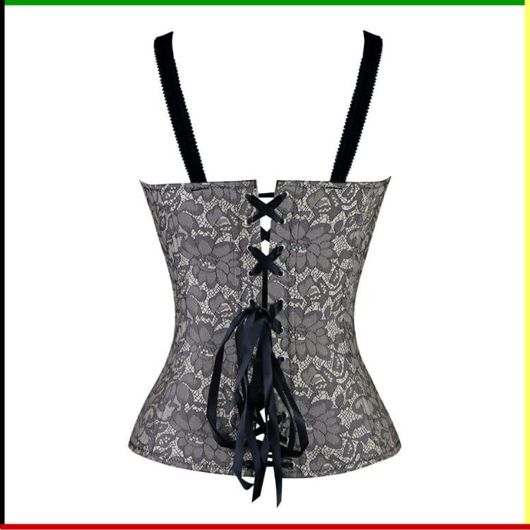 Brocade Bustier: Boom Yin Glam - met  schouderbandjes, string en zwarte veter