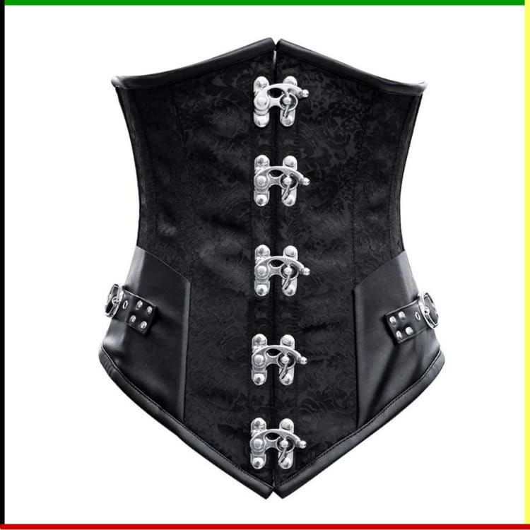 Steampunk Bustier: Boom Yin Glam - met zwarte veter, gespsluiting en string