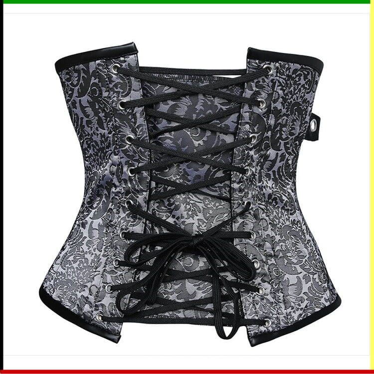 Steampunk Bustier: Boom Yin Glam - met zwarte veter, ritssluitingen en string