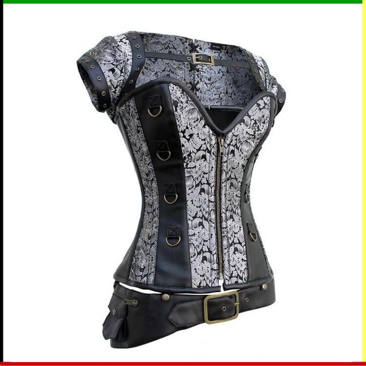 Steampunk Bustier: Boom Yin Glam - met schouderhesje, heuptasje en string