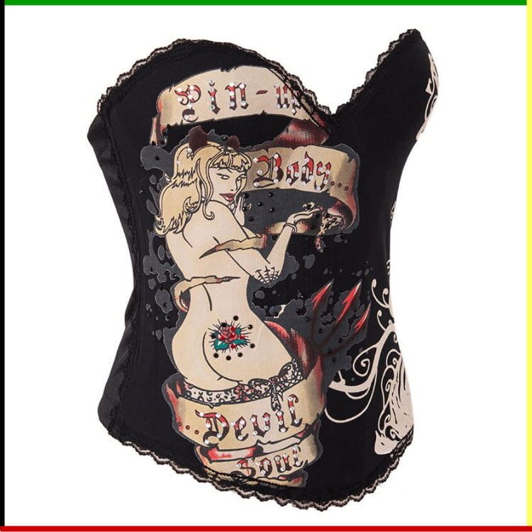Printed Bustier: Boom Yin Glam - met rhinestones