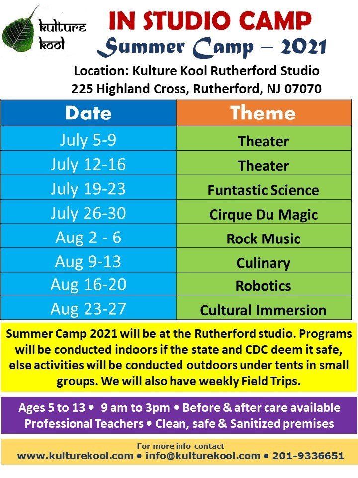 Summer Camp 2020 — Rutherford, NJ — Kulture Kool LLC
