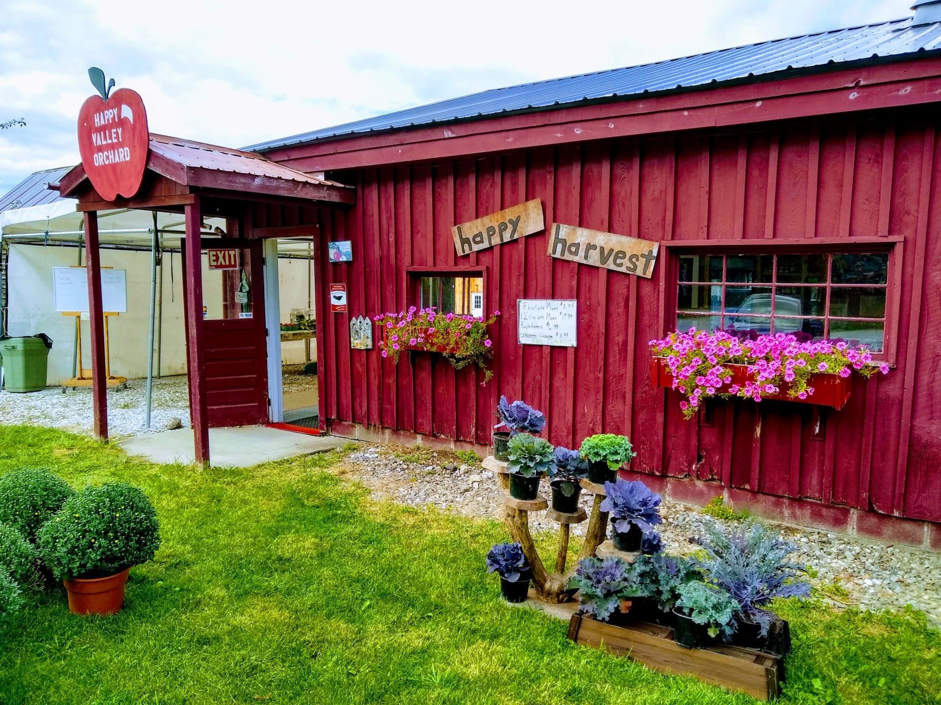 Red barn entrance with