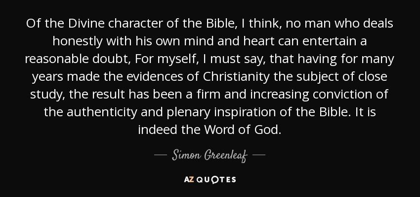 A quote about the divine character of the bible