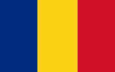 The flag of romania is blue , yellow , and red.