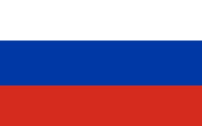 The flag of russia is blue , white , and red.