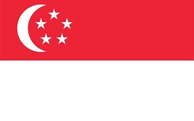 The flag of singapore has a crescent moon and five stars on it.