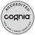 A sticker that says accredited cogna on it