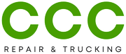 The logo for ccc repair and trucking is green and white.