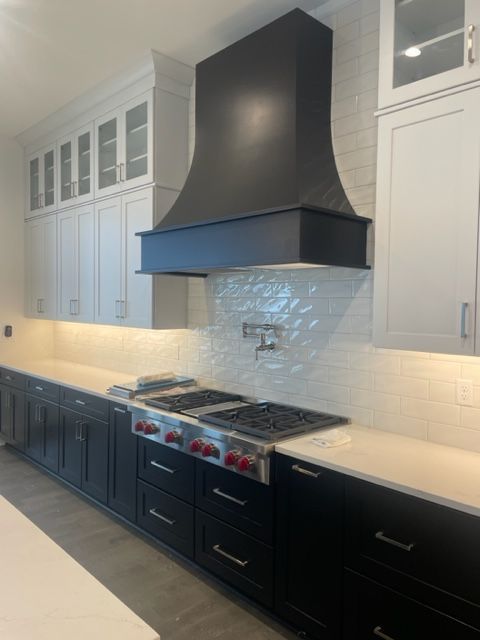 White Kitchen Backsplash with Cabinets — Virginia Beach, VA — Harbour View Kitchen, Bath, & Flooring