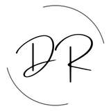 A black and white logo with the letter r in a circle.