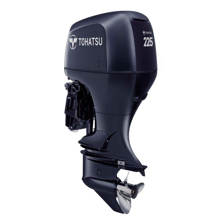 a tohatsu 225 outboard motor is shown on a white background