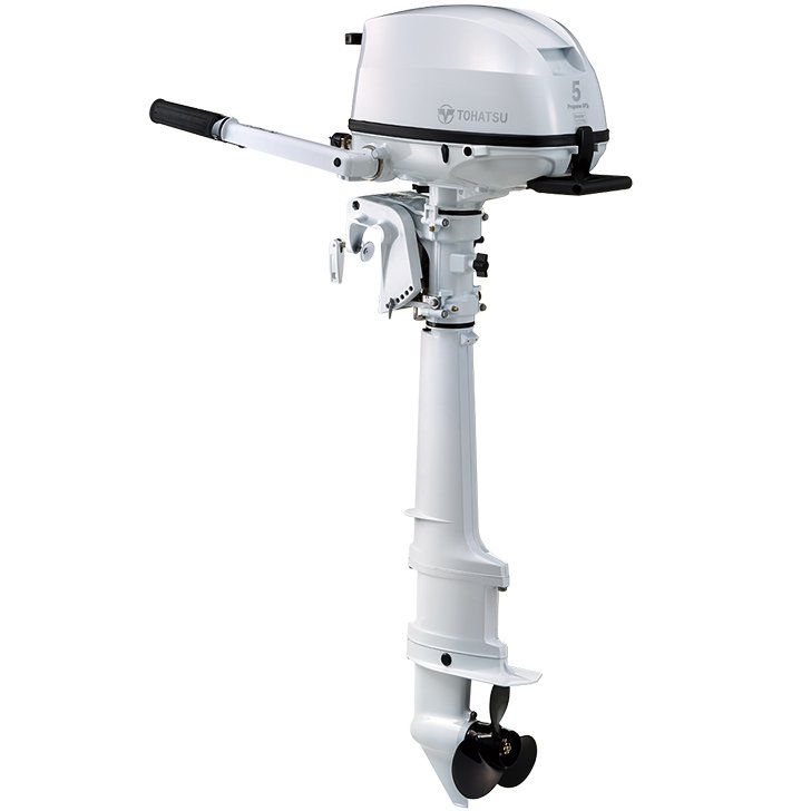 a white outboard motor on a white background .