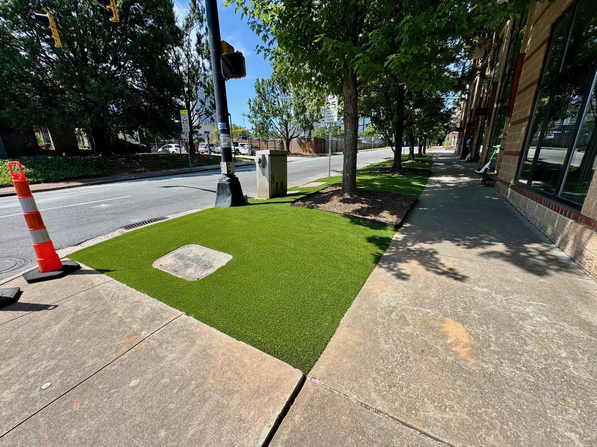 Sidewalk With a Patch of Grass — Matthews, NC — Artificial Turf Products