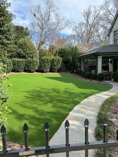 Beautiful Landscape with Fence — Matthews, NC — Artificial Turf Products