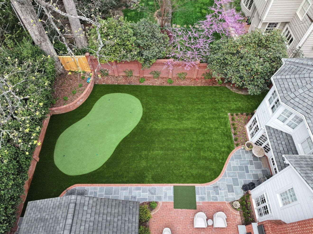 Aerial View Of A Backyard | Matthews, NC | Artificial Turf Products