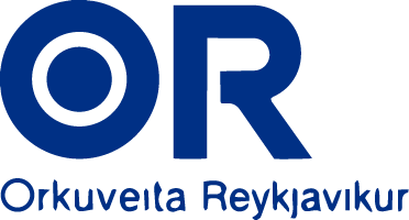 Merki Orkuveitu Reykjavíkur í bláu, með stílfærðu „OR“ og nafni fyrirtækisins fyrir neðan.