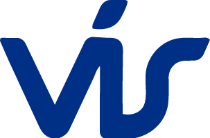 Blátt stílfært merki á hvítum bakgrunni með stöfunum „V“ og „S“ sameinuðum