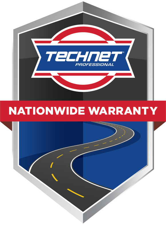 Technet Nationwide Warranty logo with blue road graphic and red banner text