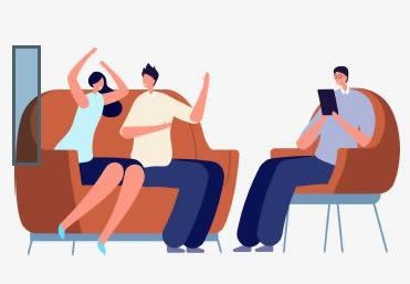 Iconografía sobre una sesión de terapia de pareja