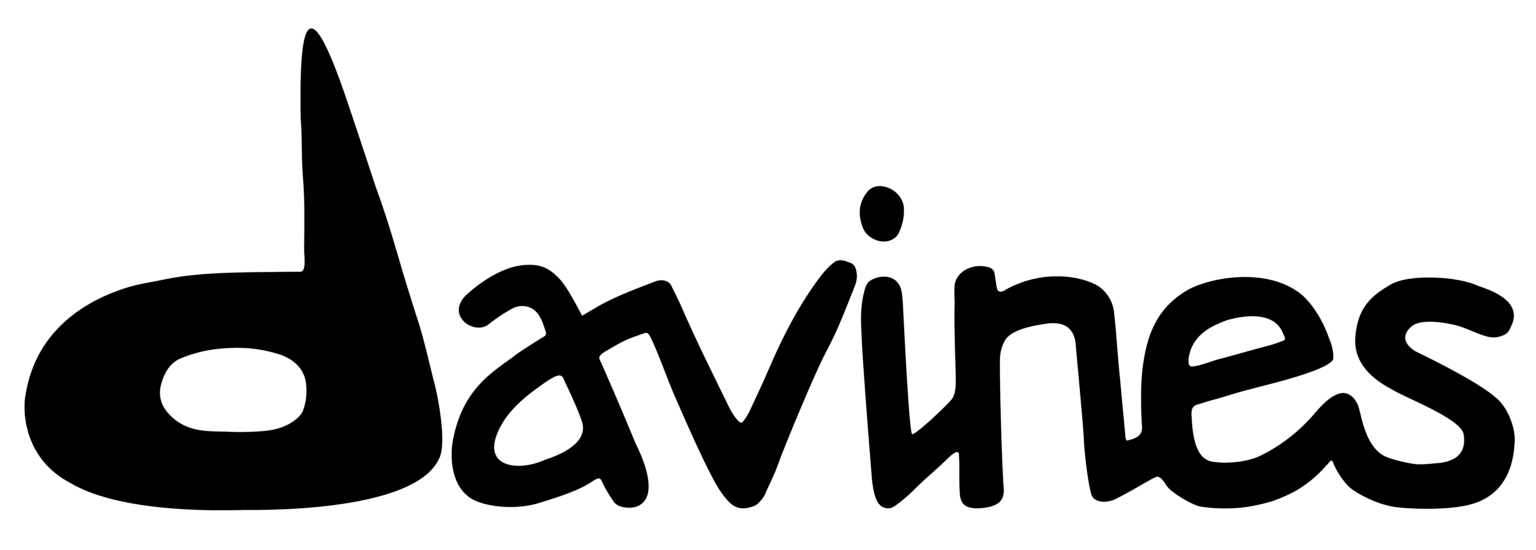 A black and white logo for davines on a white background.
