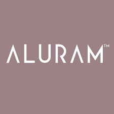 The logo for aluram is white on a pink background.