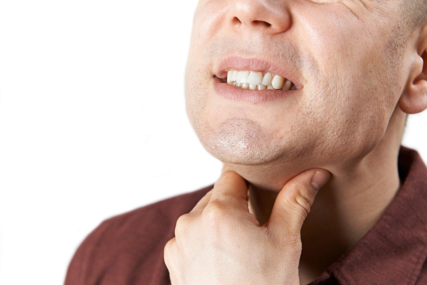 Man Holding To Throat — Wilmington, NC — Wilmington Ear Nose & Throat