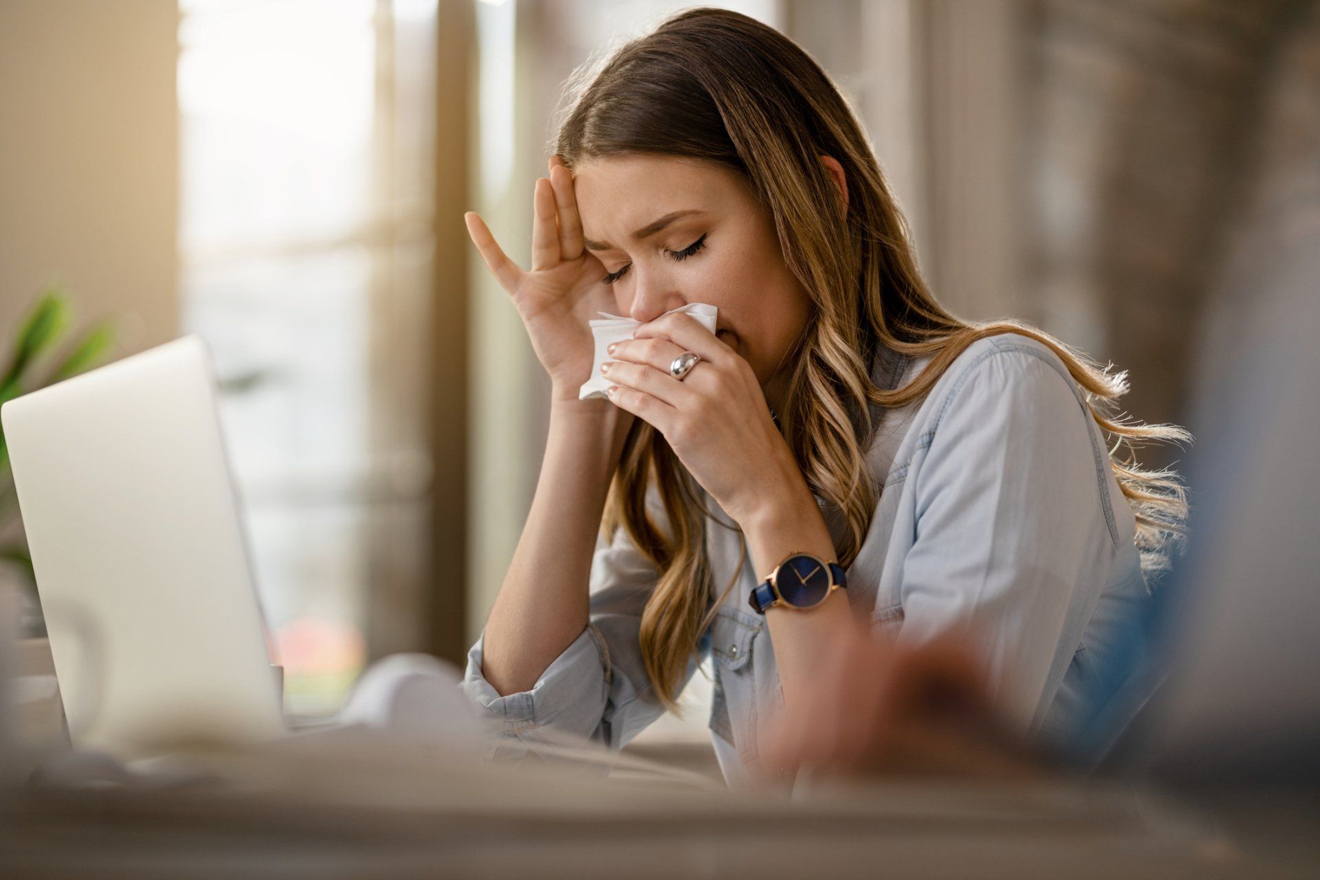Woman Having Allergies — Wilmington, NC — Wilmington Ear Nose & Throat