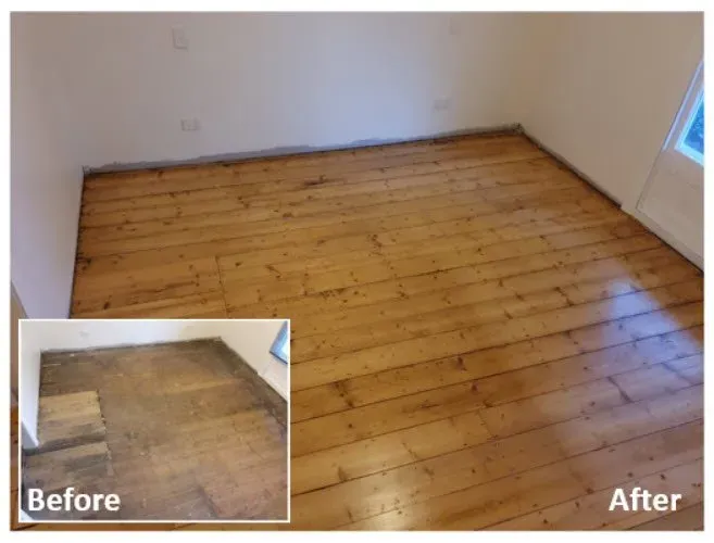 Timber Floor Before and After Sanding and Polishing — Geelong, VIC — Fine Finish Floors
