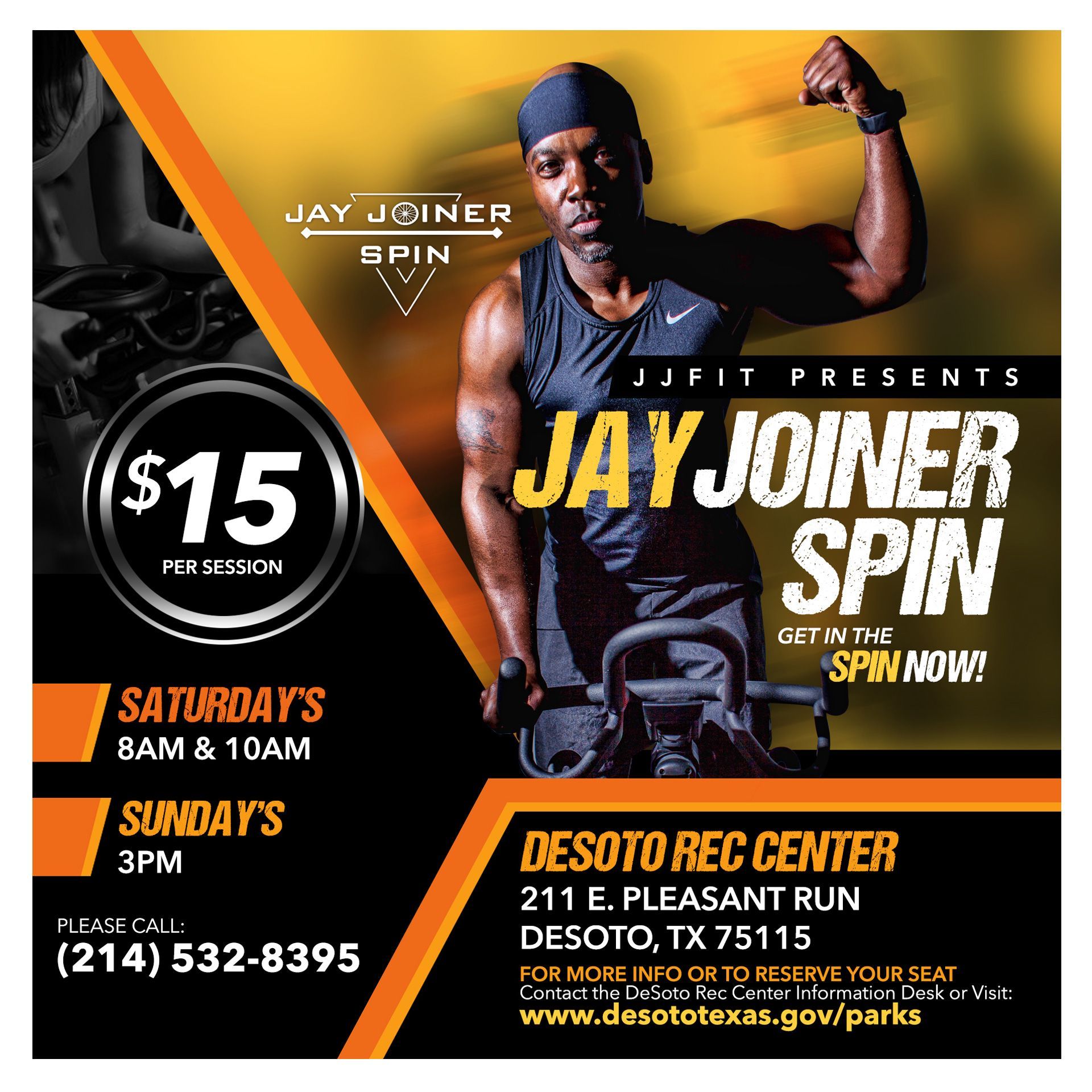 an advertisement for jay joiner spin in desoto texas