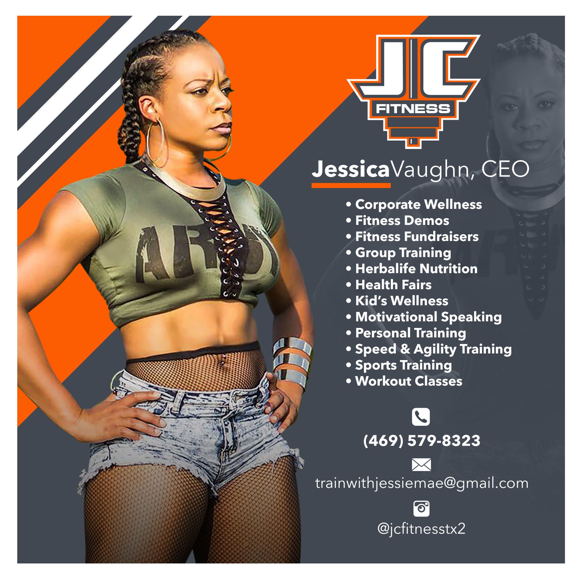 an advertisement for jessica vaughn ceo of jc fitness