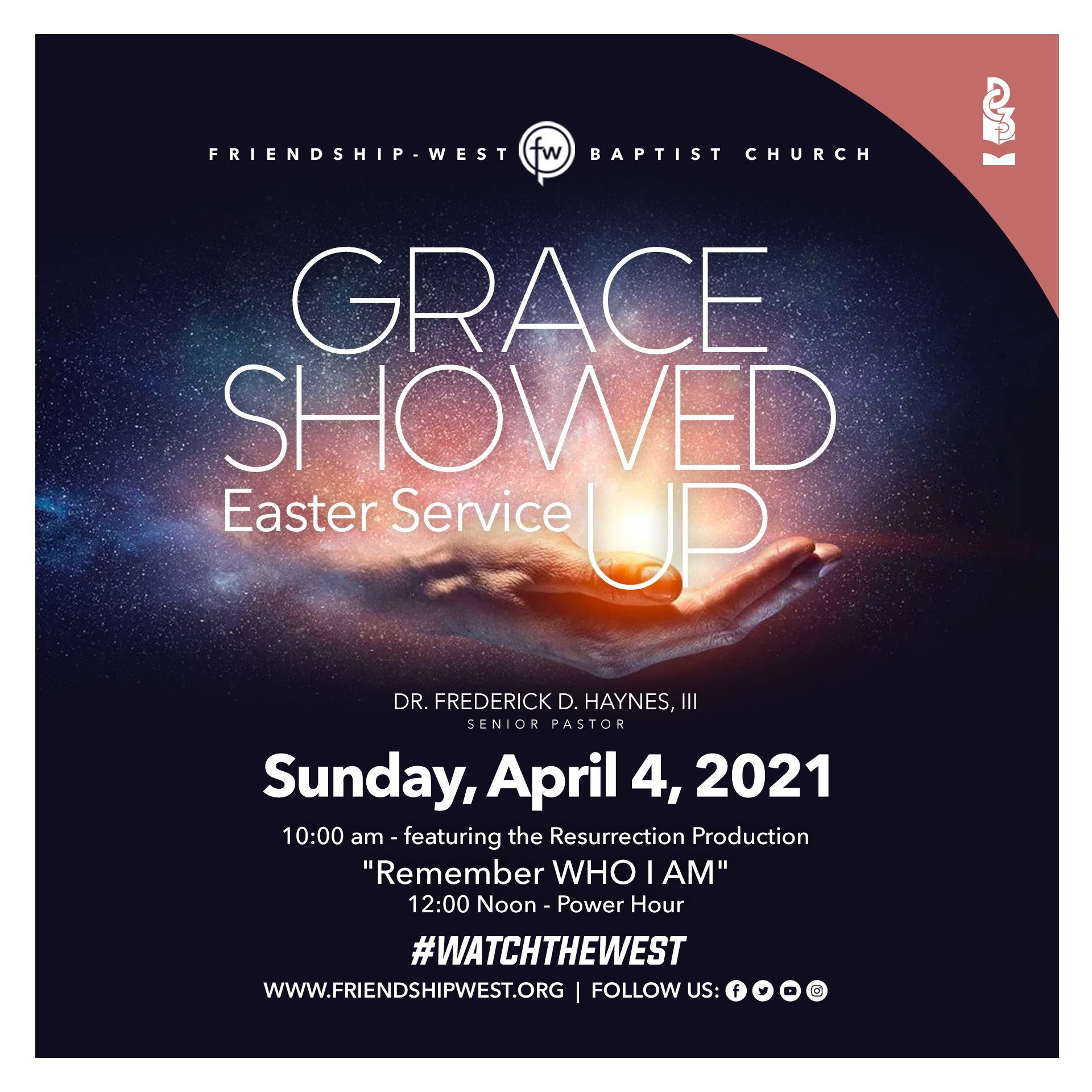 a poster for grace showed easter service on april 4th 2021