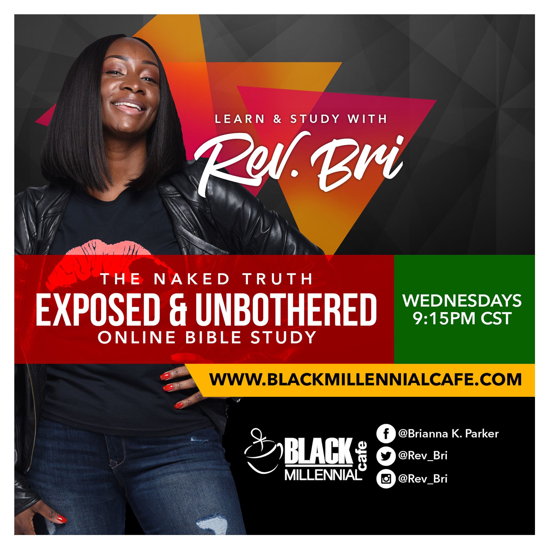 an advertisement for a bible study with rev. bri