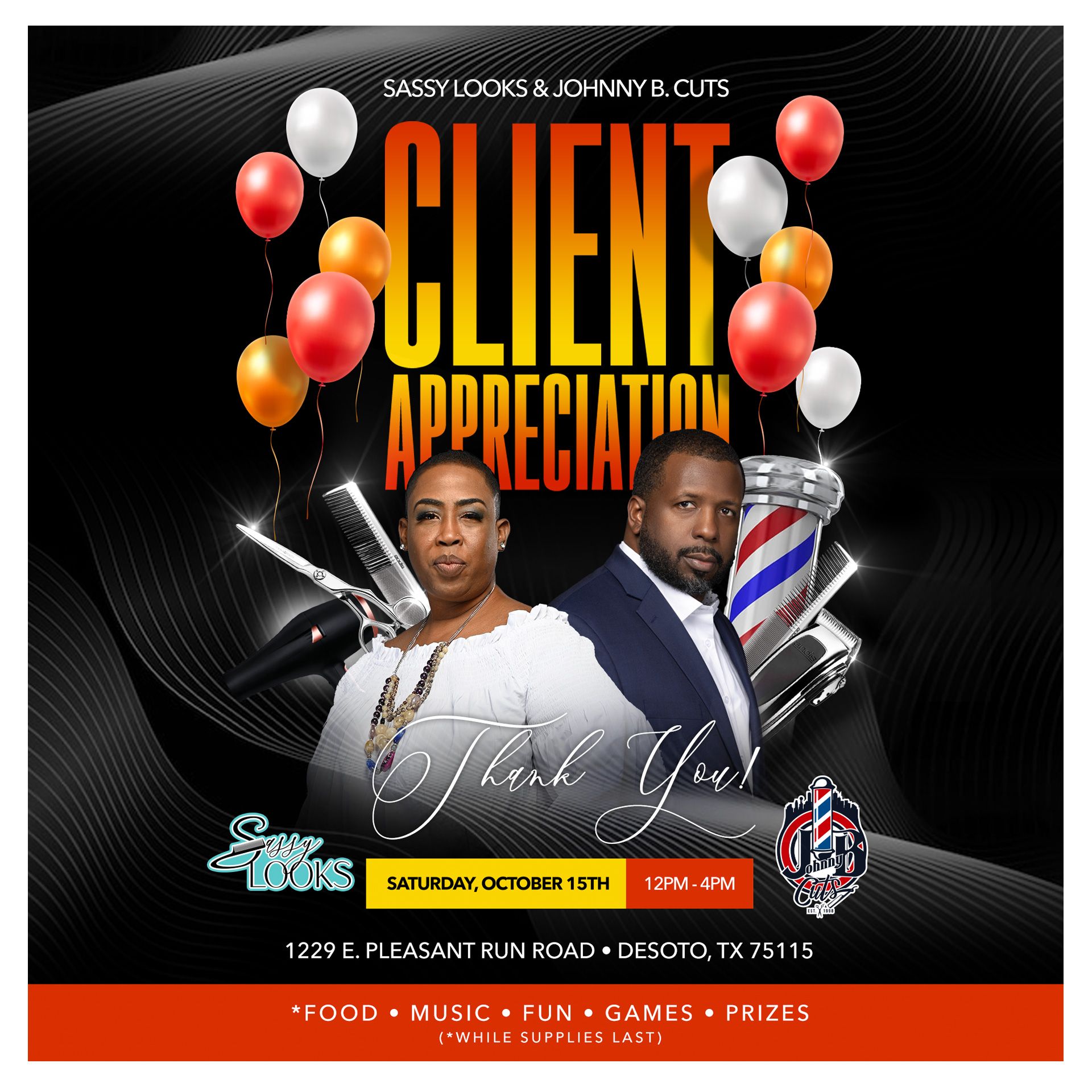 a poster for a client appreciation event