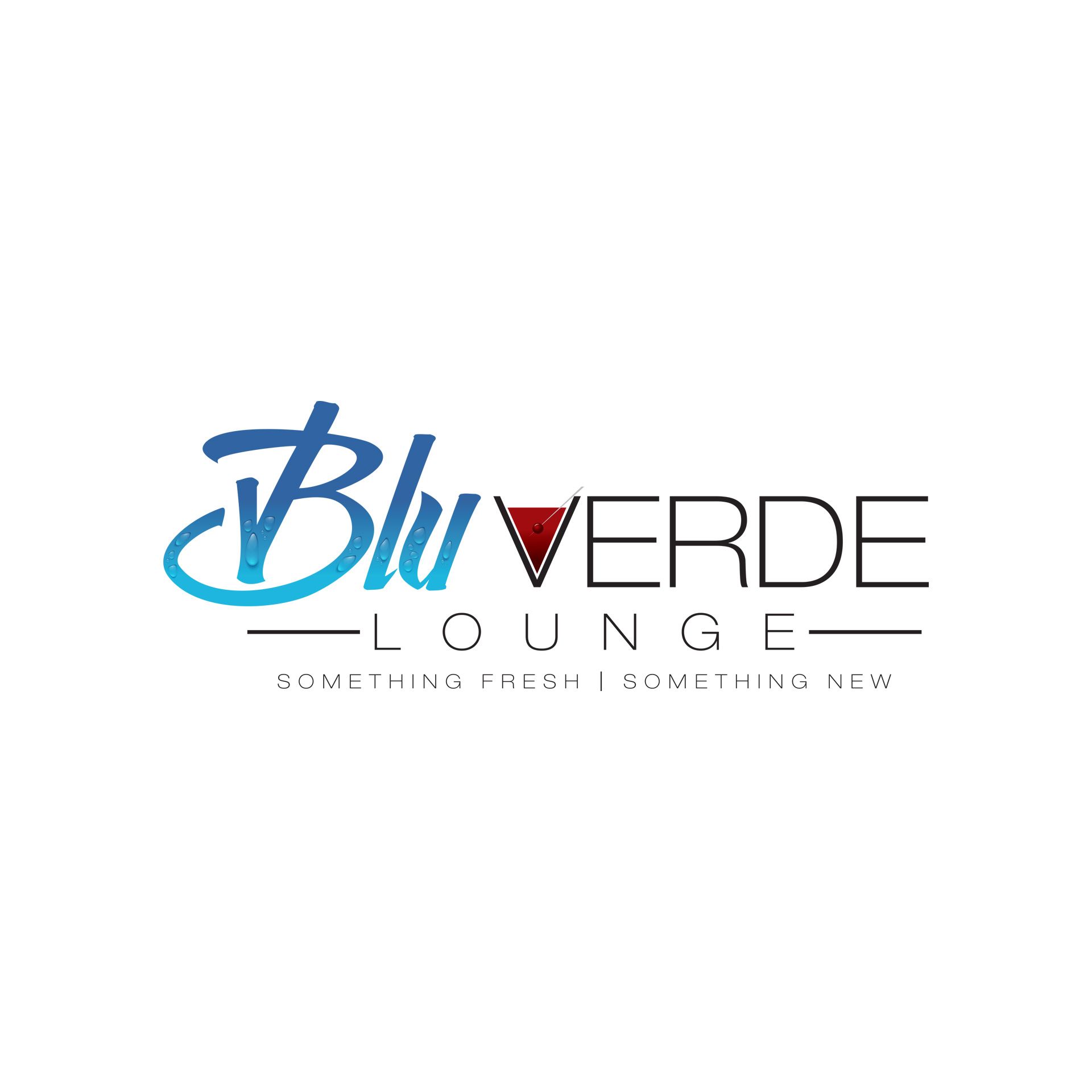 a blue and white logo for a lounge called blu verde lounge .