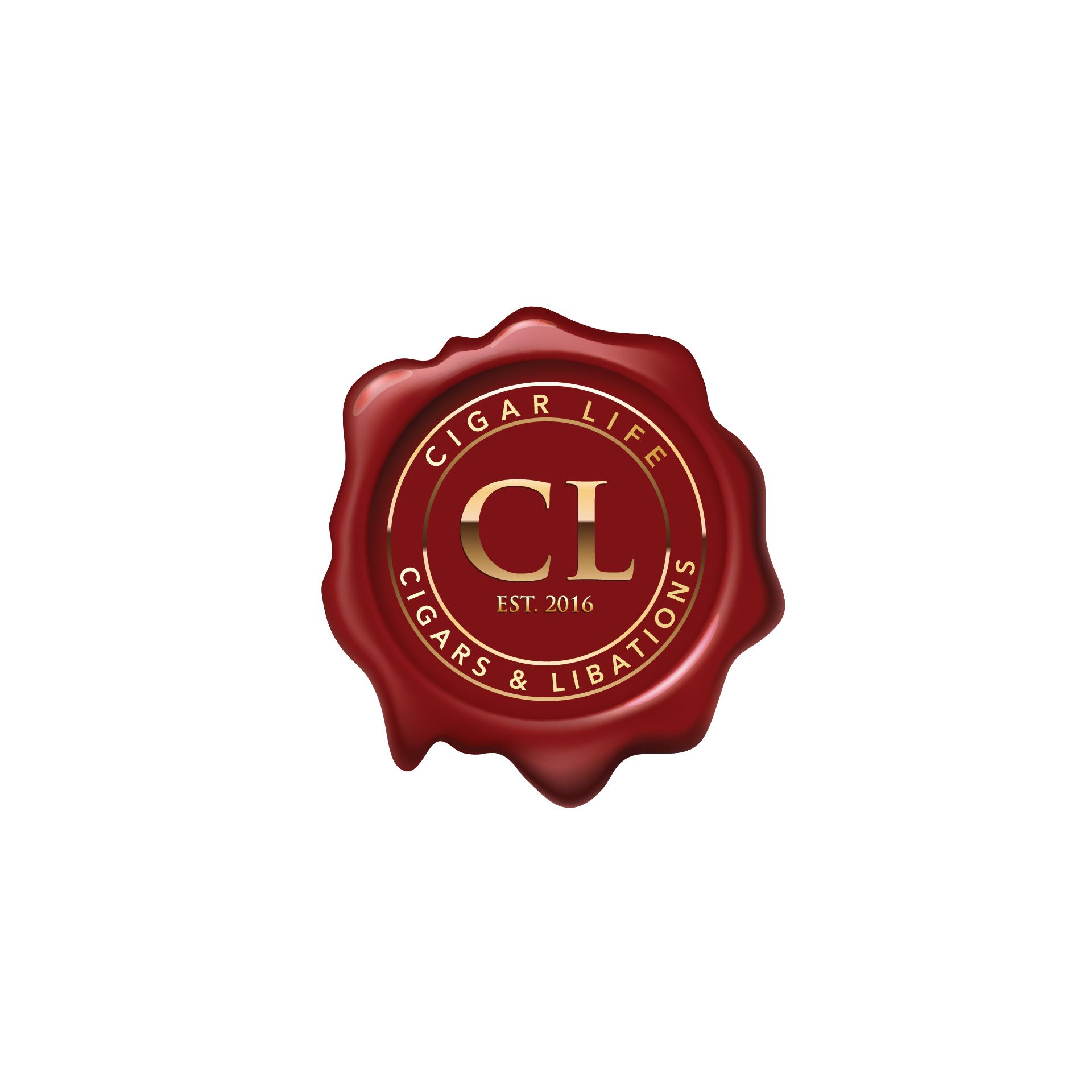 a red wax seal with the letter cl on it