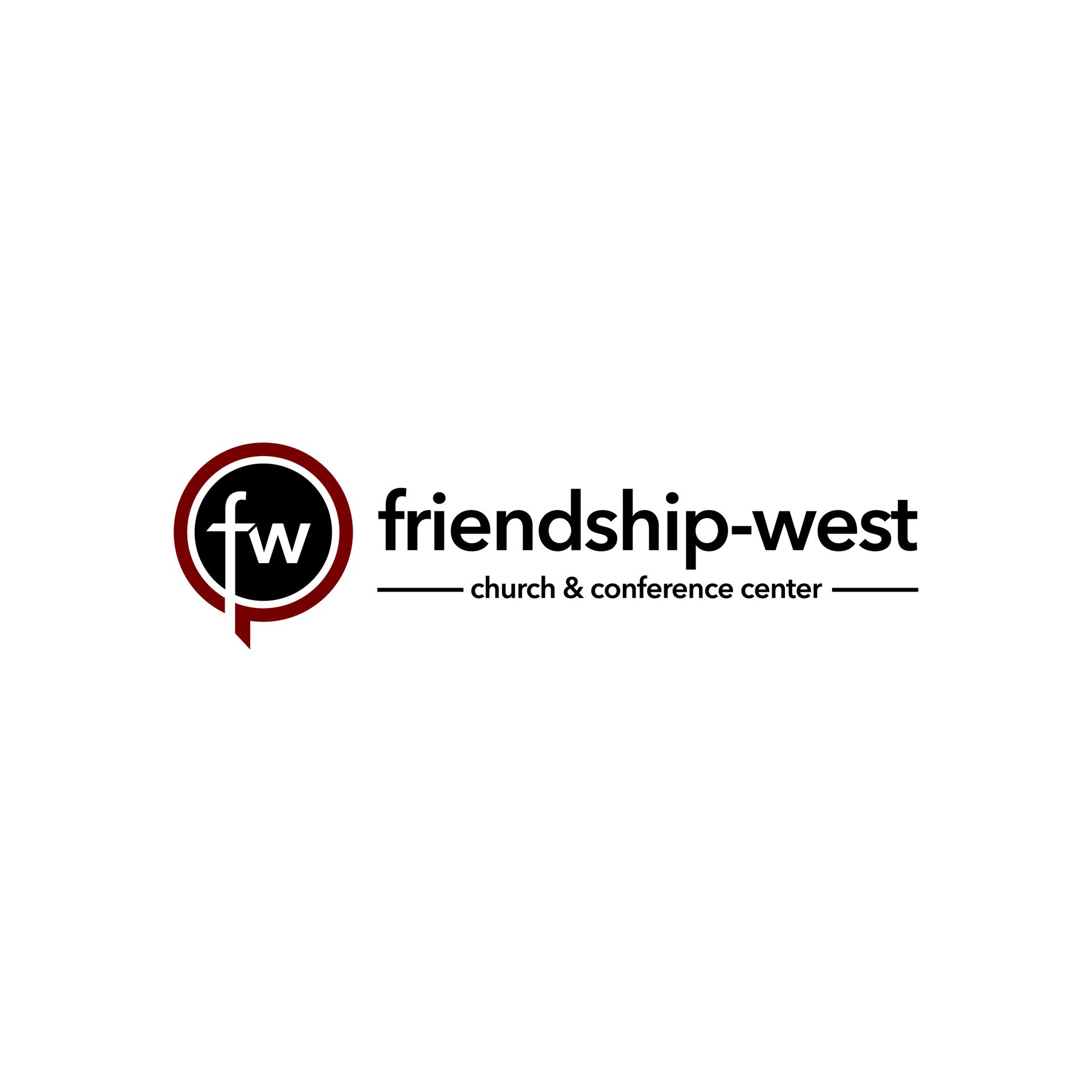 the logo for friendship-west is a church and conference center .