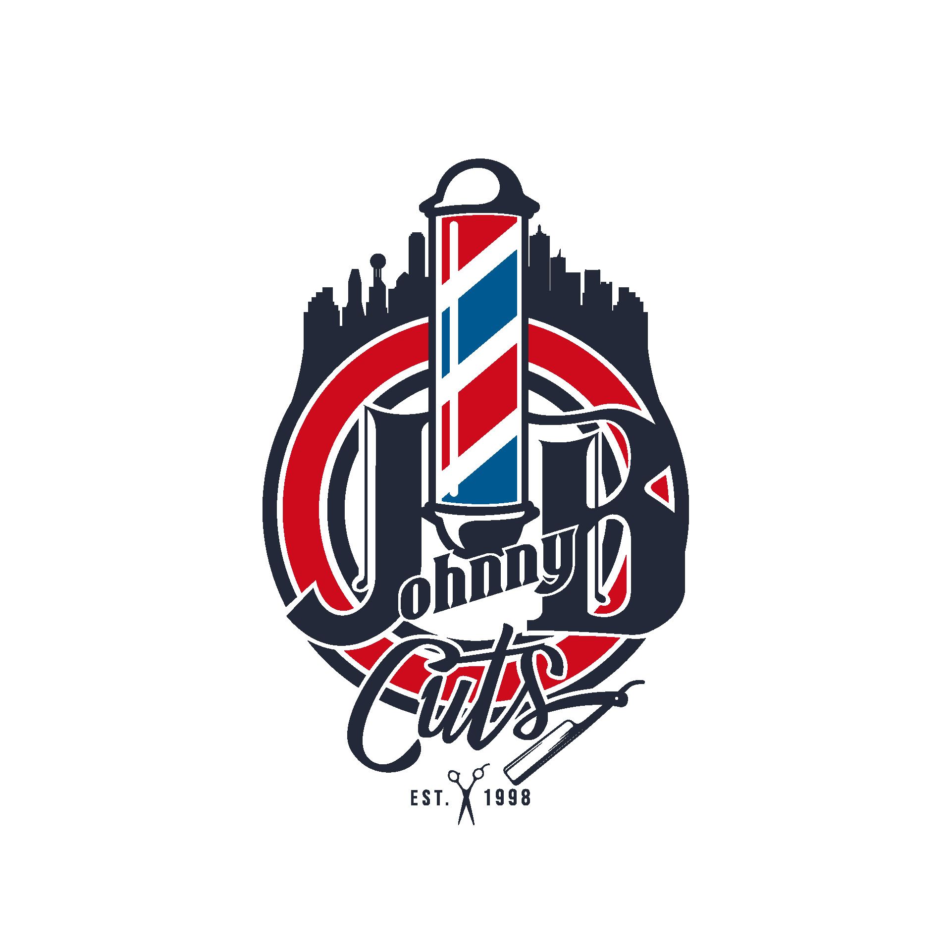 a logo for a barber shop with a barber pole and scissors .