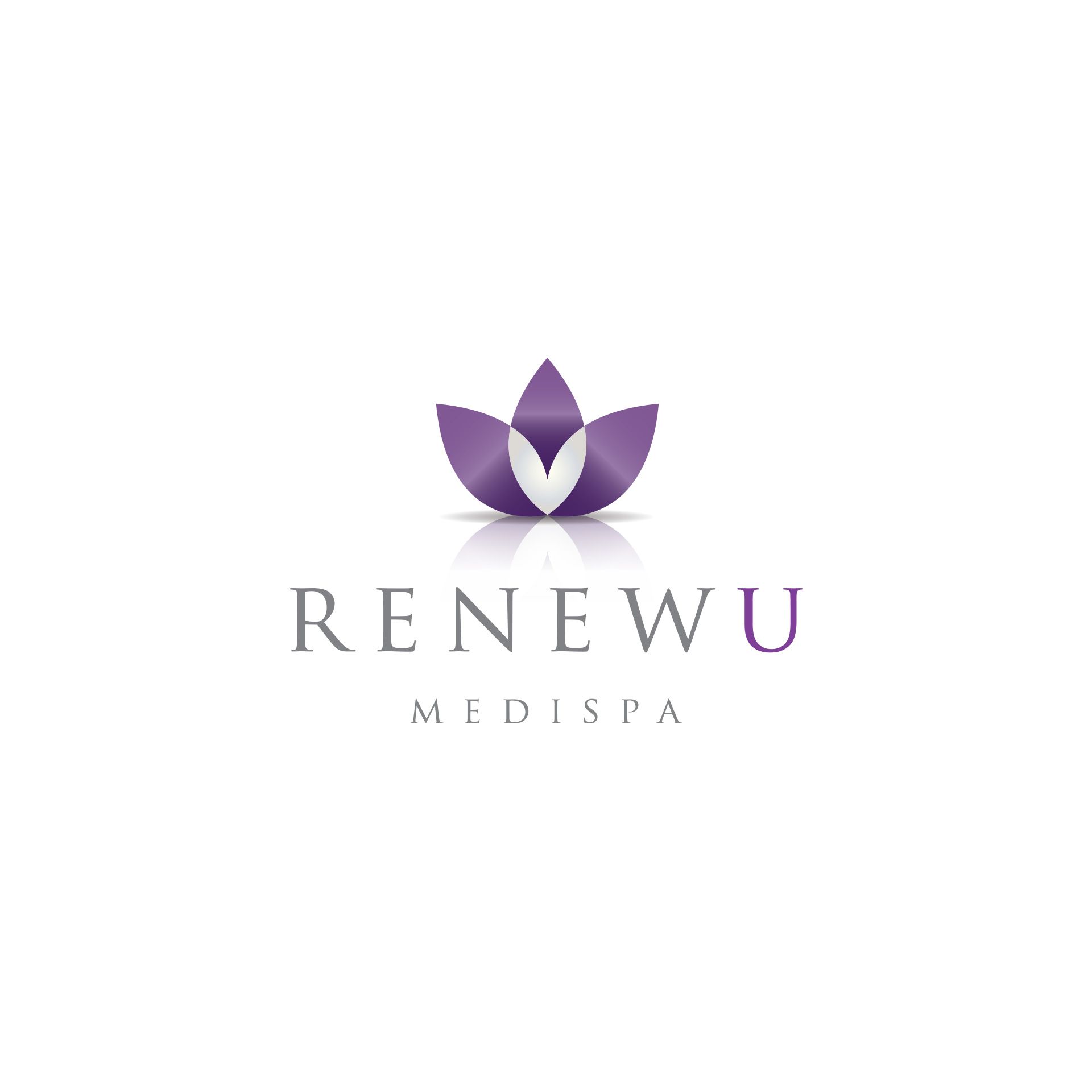 a purple flower with the word renewu on it