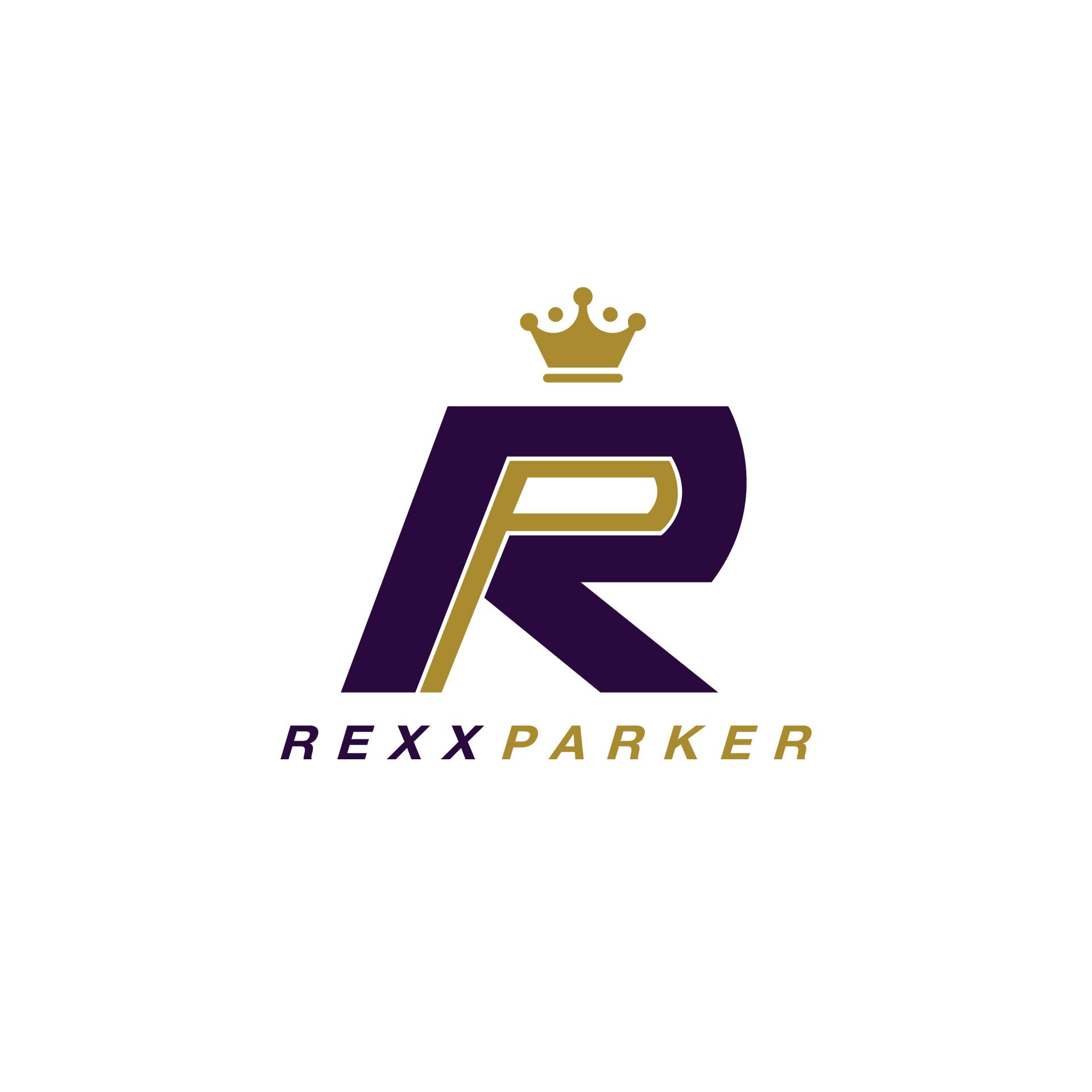 a purple letter r with a gold crown on top of it .
