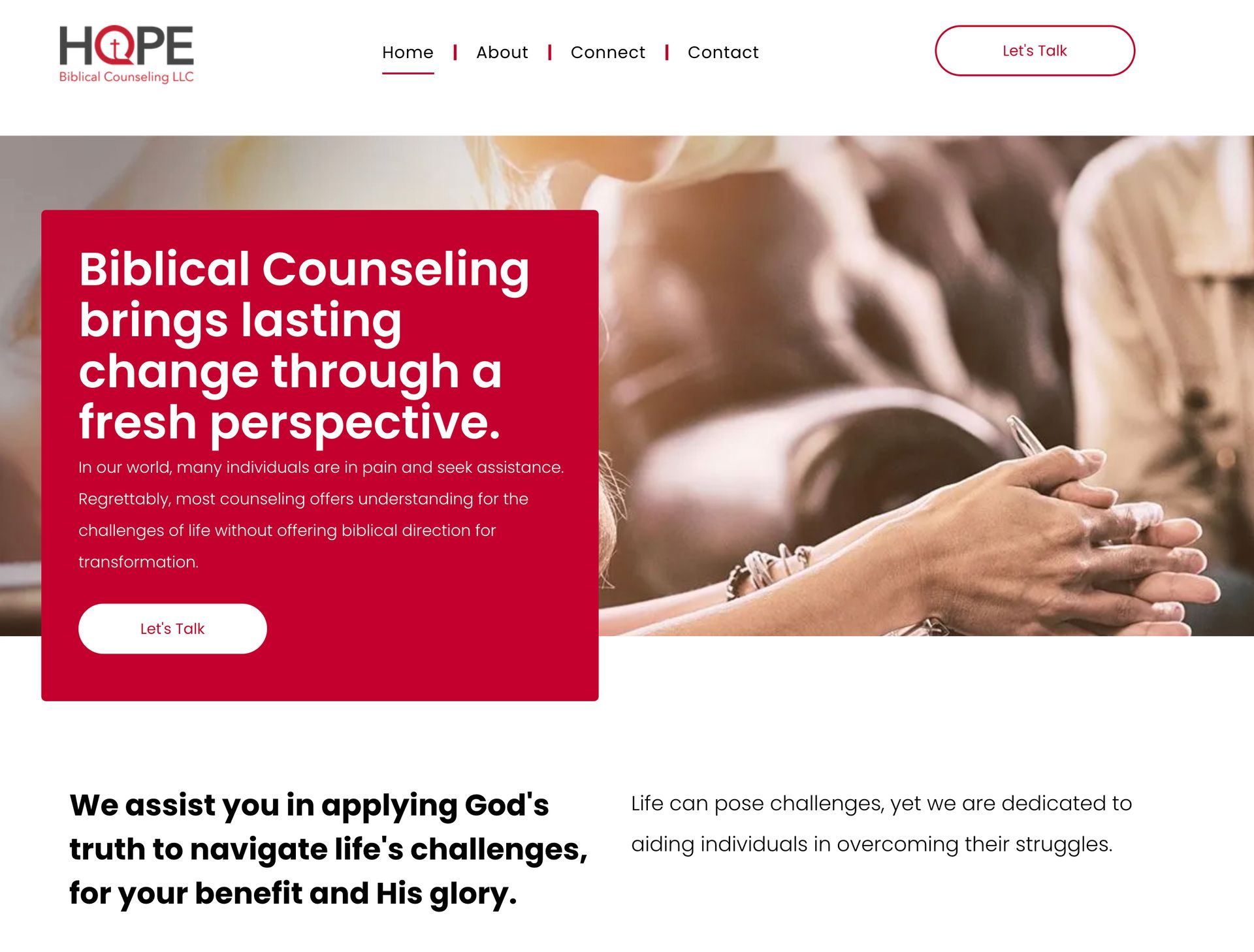 the website for biblical counseling brings lasting change through a fresh perspective .