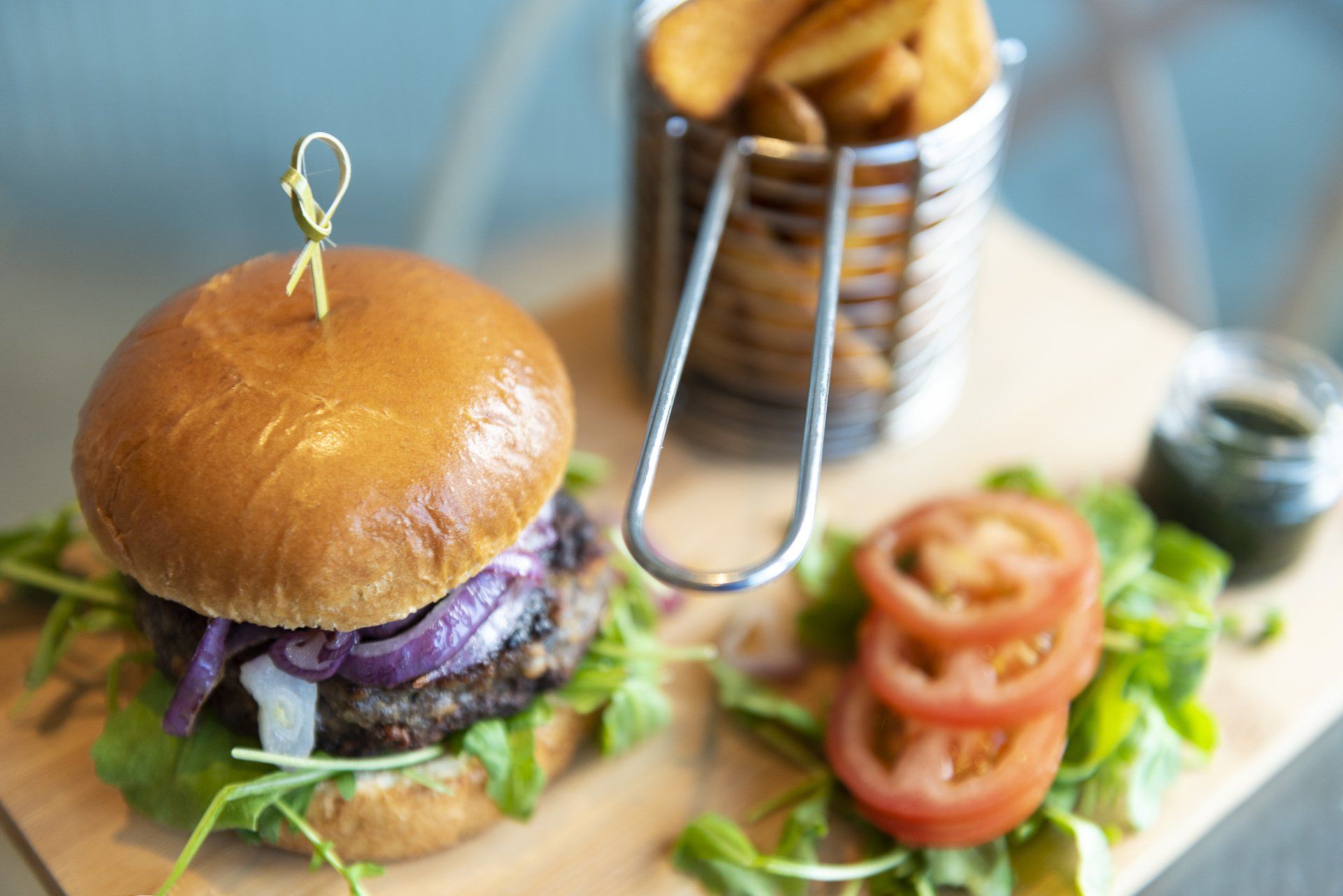 Burger and fries meal