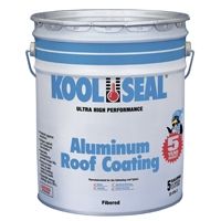 A bucket of kool seal aluminum roof coating.