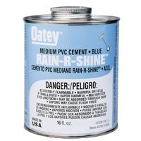 A can of medium pvc cement blue rain r shine.