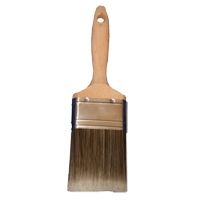 A paint brush with a wooden handle on a white background.