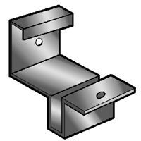 A drawing of a metal bracket on a white background.