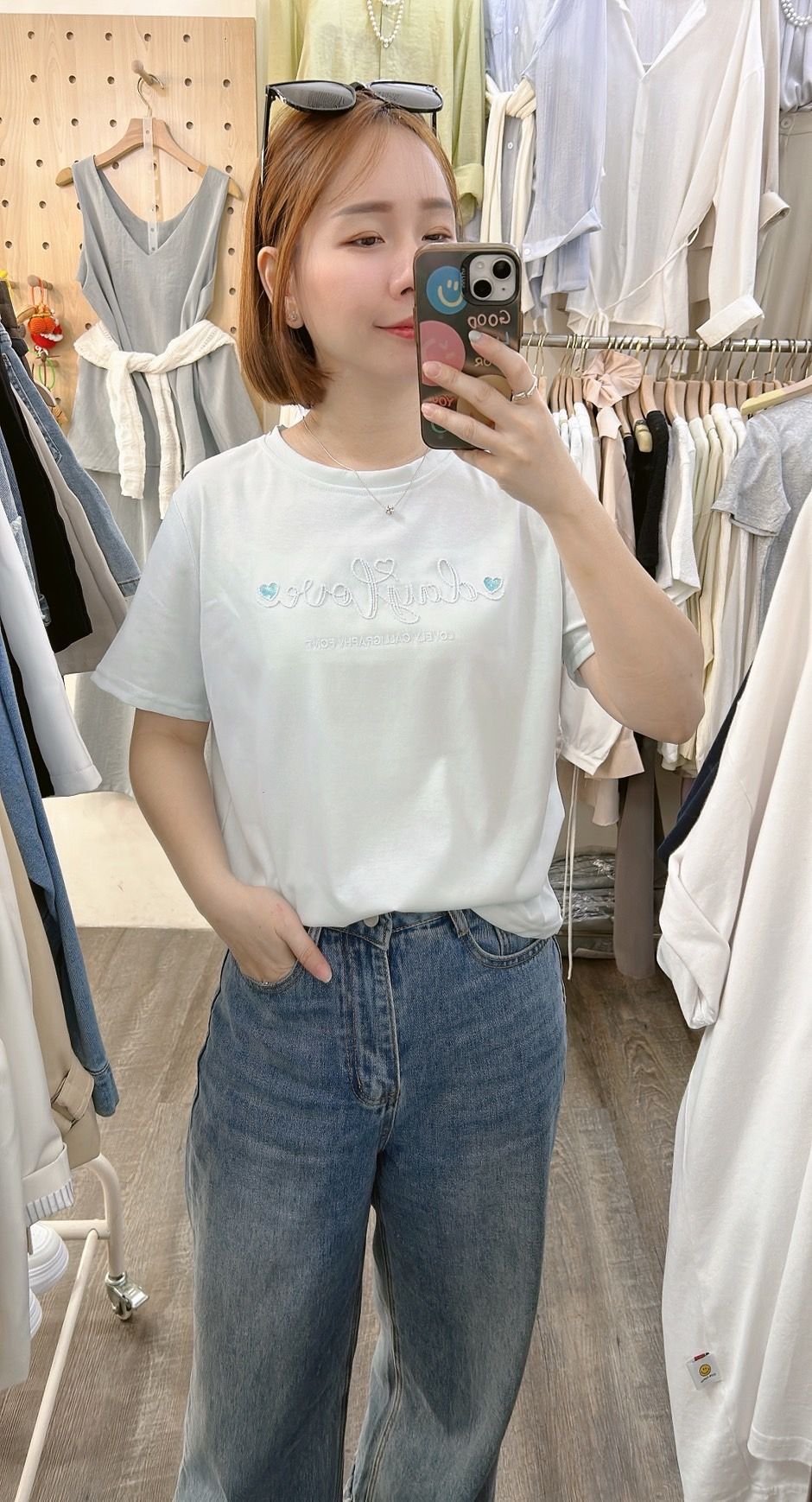 260410立體刺繡英文字冰爽涼感棉ㄒ恤